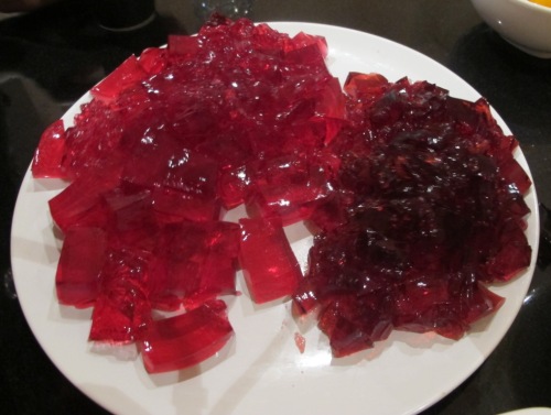 Jelly cut up into half inch cubes